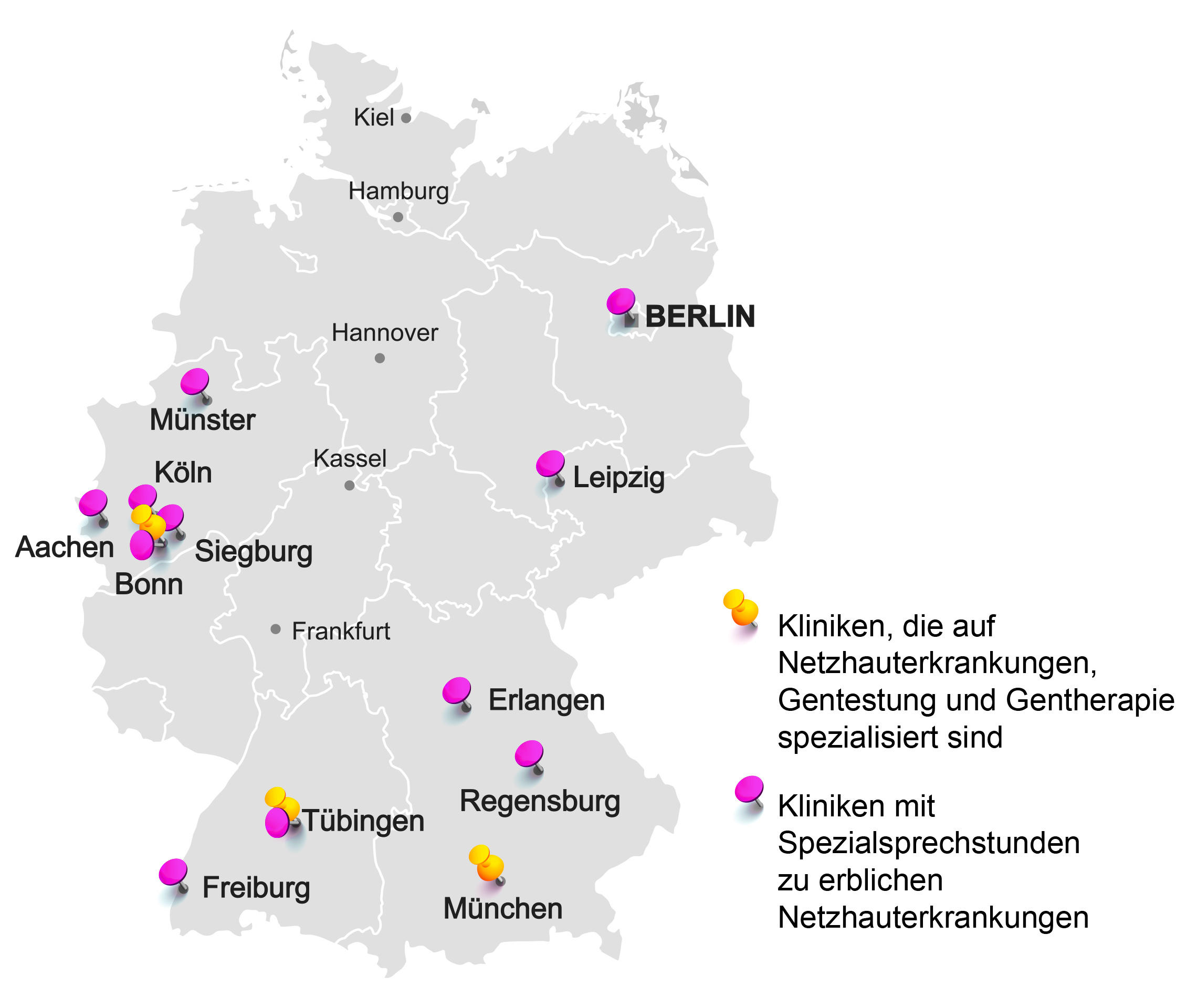Karte aller Spezialkliniken in Deutschland